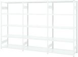 Regalkombination ORDO Professional, 1 Grundregal + 2 Anbauregale, 15 Böden, modular, Fachlast 185 kg, Feldlast 1000 kg, B 3080 x T 835 x H 2500 mm, verkehrsweiß