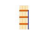 Schulte Palettenregal, Anbauregal, B 2786 x T 1100 x H 3000 mm, 4 Ebenen, Palettengewicht bis 1000 kg, Feldlast 9000 kg, blau/orange
