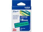 Schriftbandkassette Brother TZe-741, selbstklebend, L 8 m x B 18 mm, grün/schwarz