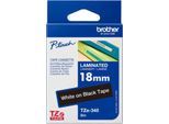 Schriftbandkassette Brother TZe-345, selbstklebend, L 8 m x B 18 mm, schwarz/weiß