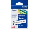 Schriftbandkassette Brother TZe-221, selbstklebend, L 8 m x B 9 mm, weiß/schwarz