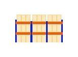 Schulte Palettenregal, Grundregal, B 8444 x T 1100 x H 3000 mm, 3 Ebenen, Palettengewicht bis 500 kg, Feldlast 5395 kg, blau/orange