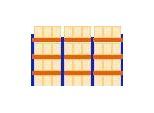Schulte Palettenregal, Grundregal, B 8444 x T 1100 x H 3000 mm, 4 Ebenen, Palettengewicht bis 500 kg, Feldlast 6630 kg, blau/orange