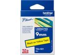 Schriftbandkassette Brother TZe-621, selbstklebend, L 8 m x B 9 mm, gelb/schwarz