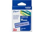 Schriftbandkassette Brother TZe-521, selbstklebend, L 8 m x B 9 mm, blau/schwarz