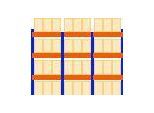 Schulte Palettenregal, Grundregal, B 8444 x T 1100 x H 3000 mm, 4 Ebenen, Palettengewicht bis 1000 kg, Feldlast 9000 kg, blau/orange