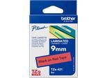 Schriftbandkassette Brother TZe-421, selbstklebend, L 8 m x B 9 mm, rot/schwarz