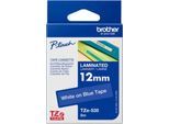 Schriftbandkassette Brother TZe-535, selbstklebend, L 8 m x B 12 mm, blau/weiß