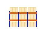 Schulte Palettenregal, Grundregal, B 8444 x T 1100 x H 3000 mm, 3 Ebenen, Palettengewicht bis 800 kg, Feldlast 5395 kg, blau/orange