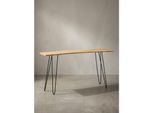 Schreibtisch – Massivholz/Metall, 150x36x75 cm, Baumkante, Haarnadelbeine