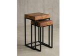 Beistelltisch Set – 2-teilig Massivholz Metallgestell schmal