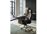 Bürostuhl Echtleder mit hoher Rückenlehne und Kopfstütze AUSTIN, Schwarz 70x68x130 cm