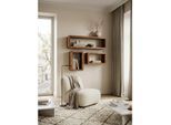 Wandregal Set BOHA Massivholz Viereckig Landhausstil, Dunkelbraun 80x15x20 cm