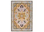 Flair Rugs , Gelb , Textil , Vintage , rechteckig , 120x170 cm , Reach, AZO-frei, Handmade in India , für Fußbodenheizung geeignet, pflegeleicht ,