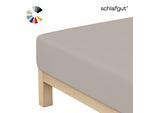 Spannbettlaken SCHLAFGUT "Basic Cotton Bettlaken, 160 g/m², 100% Baumwolle, Spannbetttuch", beige (sand mid), 1 Stk., Jersey, 140-160x190-200 20cm, Jersey, Obermaterial: 100% Baumwolle, Bettlaken, Spannbettlaken, Spannbettlaken bis 20 cm Matratzenhöhe, bügelfrei und pflegeleicht