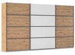 Kleiderschrank OTTO HOME "Mehrzweckschrank Aktenschrank Möbel Mietswohnung Schlafzimmer AVOLA", weiß (eiche artisan, alpinweiß, leisten graumetallic), B:360cm H:210cm T:62cm, Holzwerkstoff, Schränke, Kleiderschrank, mit eleganten Zierleisten in Chrom, Schwarz oder Weiß MADE IN GERMANY