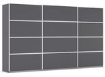 Kleiderschrank OTTO HOME "Mehrzweckschrank Aktenschrank Möbel Mietswohnung Schlafzimmer AVOLA", grau (graumetallic, leisten weiß), B:360cm H:210cm T:62cm, Holzwerkstoff, Schränke, Kleiderschrank, mit eleganten Zierleisten in Chrom, Schwarz oder Weiß MADE IN GERMANY