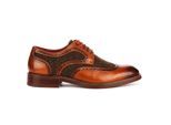 Justin Reess herenbeige leren tweed brogue schoenen - Arlo