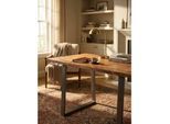 Schreibtisch Massivholz Baumkante mit Trapezgestell, Akazie 200x100x76 cm