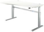 Schreibtisch Standard, elektrisch höhenverstellbar, Freiform, Ansatz links, C-Fuß, B 1800 x T 1000/800 x H 725-1185 mm, weiß/weißalu