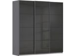 Schwebetürenschrank OTTO HOME "Kleiderschrank Schrank Garderobe AGORDO mit Dekor- oder Hochglanzfront", grau (graumetallic, hochglanz effektgrau, griffleisten graumetallic), B:203cm H:210cm T:62cm, Holzwerkstoff, Schränke, Schwebetürenschrank, in 4 Breiten und 2 Höhen MADE IN GERMANY