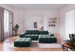 Ecksofa COTTA "Orion L-Form, B: 307 cm, moderne Steppung, bequeme Wellenunterfederung", hunter, B:307cm H:73cm T:186cm, 100% Polyester, Sofas, Ecksofa, 2x Kopfteilverstellung & 3 Nierenkissen