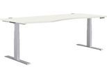 Schäfer Shop Genius Schreibtisch MODENA FLEX, elektrisch höhenverstellbar, Freiform, Ansatz links, B 1800 mm, weiß/weißalu