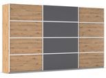 Kleiderschrank OTTO HOME "Mehrzweckschrank Aktenschrank Möbel Mietswohnung Schlafzimmer AVOLA", grau (eiche artisan, graumetallic, leisten weiß), B:360cm H:210cm T:62cm, Holzwerkstoff, Schränke, Kleiderschrank, mit eleganten Zierleisten in Chrom, Schwarz oder Weiß MADE IN GERMANY