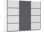 Kleiderschrank OTTO HOME "Mehrzweckschrank Aktenschrank Möbel Mietswohnung Schlafzimmer AVOLA", weiß (alpinweiß, graumetallic, leisten graumetallic), B:271cm H:229cm T:62cm, Holzwerkstoff, Schränke, Kleiderschrank, mit eleganten Zierleisten in Chrom, Schwarz oder Weiß MADE IN GERMANY