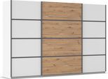 Kleiderschrank OTTO HOME "Mehrzweckschrank Aktenschrank Möbel Mietswohnung Schlafzimmer AVOLA", weiß (alpinweiß, eiche artisan, leisten graumetallic), B:315cm H:229cm T:62cm, Holzwerkstoff, Schränke, Kleiderschrank, mit eleganten Zierleisten in Chrom, Schwarz oder Weiß MADE IN GERMANY
