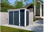 Gerätehaus WEKA "Multibox" mit Regalsystem, 19mm-Pultdach mit Bitumendachbelag", grau (anthrazit, weiß), Massivholz, Gerätehäuser, Gerätehaus, mit verschließbarem Seitenschrank