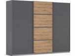 Kleiderschrank OTTO HOME "Mehrzweckschrank Aktenschrank Möbel Mietswohnung Schlafzimmer AVOLA", grau (graumetallic, eiche artisan, leisten graumetallic), B:271cm H:210cm T:62cm, Holzwerkstoff, Schränke, Kleiderschrank, mit eleganten Zierleisten in Chrom, Schwarz oder Weiß MADE IN GERMANY