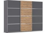 Kleiderschrank OTTO HOME "Mehrzweckschrank Aktenschrank Möbel Mietswohnung Schlafzimmer AVOLA", grau (graumetallic, eiche artisan, leisten chrom), B:271cm H:229cm T:62cm, Holzwerkstoff, Schränke, Kleiderschrank, mit eleganten Zierleisten in Chrom, Schwarz oder Weiß MADE IN GERMANY