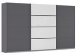 Kleiderschrank OTTO HOME "Mehrzweckschrank Aktenschrank Möbel Mietswohnung Schlafzimmer AVOLA", grau (graumetallic, alpinweiß, leisten graumetallic), B:360cm H:210cm T:62cm, Holzwerkstoff, Schränke, Kleiderschrank, mit eleganten Zierleisten in Chrom, Schwarz oder Weiß MADE IN GERMANY