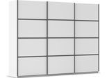 Kleiderschrank OTTO HOME "Mehrzweckschrank Aktenschrank Möbel Mietswohnung Schlafzimmer AVOLA", weiß (alpinweiß, leisten graumetallic), B:271cm H:210cm T:62cm, Holzwerkstoff, Schränke, Kleiderschrank, mit eleganten Zierleisten in Chrom, Schwarz oder Weiß MADE IN GERMANY