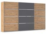 Kleiderschrank OTTO HOME "Mehrzweckschrank Aktenschrank Möbel Mietswohnung Schlafzimmer AVOLA", grau (eiche artisan, graumetallic, leisten chrom), B:360cm H:229cm T:62cm, Holzwerkstoff, Schränke, Kleiderschrank, mit eleganten Zierleisten in Chrom, Schwarz oder Weiß MADE IN GERMANY