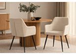 Esszimmerstuhl ACTONA GROUP "Glenda 2er Set, Stoff - mit Armlehne & gepolstert in mehreren Farben", beige, B:59cm H:85cm T:59cm, 100% Polyester, Stühle, Esszimmerstuhl, Bequemer Stuhl im skandinavischen Design & modernem Look