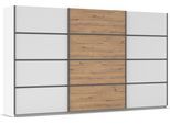 Kleiderschrank OTTO HOME "Mehrzweckschrank Aktenschrank Möbel Mietswohnung Schlafzimmer AVOLA", weiß (alpinweiß, eiche artisan, leisten graumetallic), B:360cm H:229cm T:62cm, Holzwerkstoff, Schränke, Kleiderschrank, mit eleganten Zierleisten in Chrom, Schwarz oder Weiß MADE IN GERMANY