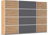 Kleiderschrank OTTO HOME "Mehrzweckschrank Aktenschrank Möbel Mietswohnung Schlafzimmer AVOLA", grau (eiche artisan, graumetallic, leisten weiß), B:315cm H:210cm T:62cm, Holzwerkstoff, Schränke, Kleiderschrank, mit eleganten Zierleisten in Chrom, Schwarz oder Weiß MADE IN GERMANY