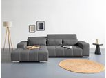 Ecksofa COTTA "Orion L-Form, B: 307 cm, moderne Steppung, bequeme Wellenunterfederung", grau (anthrazit), B:307cm H:73cm T:186cm, 100% Polyester, Sofas, Ecksofa, 2x Kopfteilverstellung & 3 Nierenkissen