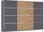 Kleiderschrank OTTO HOME "Mehrzweckschrank Aktenschrank Möbel Mietswohnung Schlafzimmer AVOLA", grau (graumetallic, eiche artisan, leisten chrom), B:315cm H:229cm T:62cm, Holzwerkstoff, Schränke, Kleiderschrank, mit eleganten Zierleisten in Chrom, Schwarz oder Weiß MADE IN GERMANY