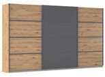 Kleiderschrank OTTO HOME "Mehrzweckschrank Aktenschrank Möbel Mietswohnung Schlafzimmer AVOLA", grau (eiche artisan, graumetallic, leisten graumetallic), B:360cm H:229cm T:62cm, Holzwerkstoff, Schränke, Kleiderschrank, mit eleganten Zierleisten in Chrom, Schwarz oder Weiß MADE IN GERMANY