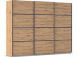 Kleiderschrank OTTO HOME "Mehrzweckschrank Aktenschrank Möbel Mietswohnung Schlafzimmer AVOLA", braun (eiche artisan, leisten graumetallic), B:271cm H:210cm T:62cm, Holzwerkstoff, Schränke, Kleiderschrank, mit eleganten Zierleisten in Chrom, Schwarz oder Weiß MADE IN GERMANY