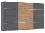 Kleiderschrank OTTO HOME "Mehrzweckschrank Aktenschrank Möbel Mietswohnung Schlafzimmer AVOLA", grau (graumetallic, eiche artisan, leisten chrom), B:360cm H:210cm T:62cm, Holzwerkstoff, Schränke, Kleiderschrank, mit eleganten Zierleisten in Chrom, Schwarz oder Weiß MADE IN GERMANY