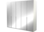 Kleiderschrank MUSTERRING "San Diego, Kleiderschrank, Schrank, Garderobe, mit Glastüren", weiß, B:250cm H:216cm T:58cm, Glas, Holzwerkstoff, Schränke, Kleiderschrank, 5-türig (gedämpft), 6 Böden, 3 Kleiderstangen, Chromgriffe