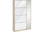 Schuhschrank HOME AFFAIRE "Shoes Schuhaufbewahrung, Schuhkommode, Schuhregal", weiß (eichefarben, hochglanz weiß), B:98,8cm H:162cm T:24,05cm, FSC-zertifizierter Holzwerkstoff, Schränke, Schuhschrank, mit 3 Klappen, 2 Böden und 1 Tür, Breite 98,8 cm Höhe 162 cm