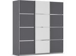 Kleiderschrank OTTO HOME "Mehrzweckschrank Aktenschrank Möbel Mietswohnung Schlafzimmer AVOLA", grau (graumetallic, alpinweiß, leisten chrom), B:203cm H:229cm T:62cm, Holzwerkstoff, Schränke, Kleiderschrank, mit eleganten Zierleisten in Chrom, Schwarz oder Weiß MADE IN GERMANY