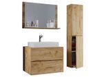 Mid.you Badezimmer VCM Lendas, Honigeiche, Glas, Keramik, Holzwerkstoff, 4-teilig, 2 Fächer, 2 Schublade(n),2 Schublade(n) Schubladen, 94 cm, hängend, Badezimmer, Badmöbelsets & Badmöbelserien, Badmöbel-Set