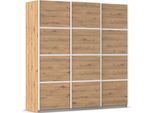 Kleiderschrank OTTO HOME "Mehrzweckschrank Aktenschrank Möbel Mietswohnung Schlafzimmer AVOLA", braun (eiche artisan, leisten weiß), B:203cm H:210cm T:62cm, Holzwerkstoff, Schränke, Kleiderschrank, mit eleganten Zierleisten in Chrom, Schwarz oder Weiß MADE IN GERMANY