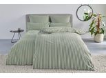 Bettwäsche "Linnea", grün (olivgrün), B/L: 135cm x 200cm, 1 Stk., 1 Stk., Flanell, B/L: 40cm x 80cm, 2 Stk., Flanell, Obermaterial: 100% Baumwolle, LEGER HOME BY LENA GERCKE, Bettwäsche, Bettwäsche, aus 100% Baumwolle, Streifendesign